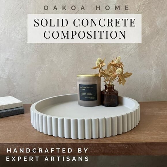 New Round Decorative Tray for Coffee Table Tray Decor - Concrete Round Tray - Picture 4 of 7
